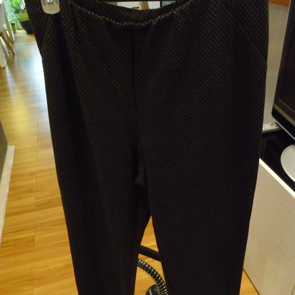 J.JILL NEW VISCOSE HIGH RISE ELASTIC WAIST BLACK/TOUPE DRESS PANTS  SIZE LARGE